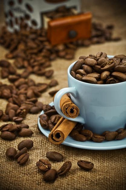 Premium Photo Composition Of Coffee Beans And Cup