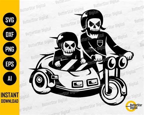 Skeleton Motorcycle Sidecar Svg Riding Motorbike Svg Biker T Shirt Vinyl Decal Cricut Silhouette