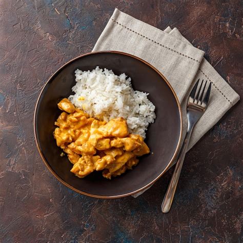 Premium Photo Curried Coconut Chicken With Rise