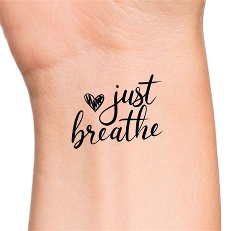 Dandelion Just Breathe Temporary Tattoo Etsy