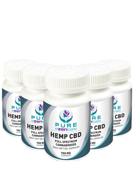 750mg Hemp CBD Softgels Full Spectrum 5 Pack Pure EZentials CBD Products