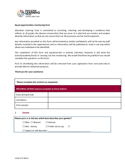 Fillable Online Equal Opportunities Monitoring Form Hs07 Fax Email Print Pdffiller