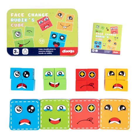 With Bell 72pc Wooden Face Changing Game With Bell Card Wooden Face