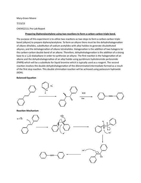 CHEM2211L Su23 Experiment 8 Preparation Of Alkyne Mary Grace Moore 7