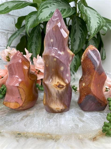 Pink Polychrome Jasper Flame Crystal Carvings Contempo Crystals