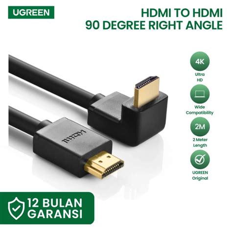 Jual UGREEN Kabel Konektor HDMI To HDMI Male Right Angle Ultra HD 4K