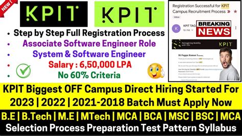 Kpit Biggest Off Campus Direct Hiring Started Batch