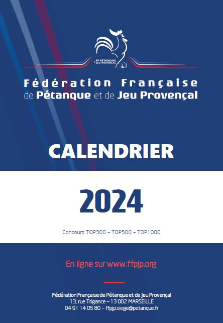 Calendrier FFPJP 2024 ASMB Petanque