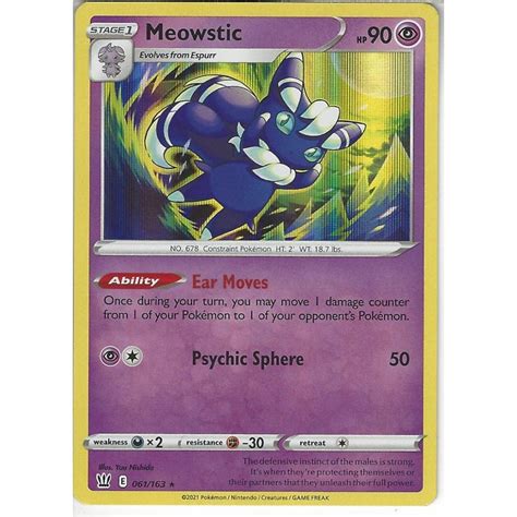 Pokemon Trading Card Game 061 163 Meowstic Rare Holo Card SWSH 05