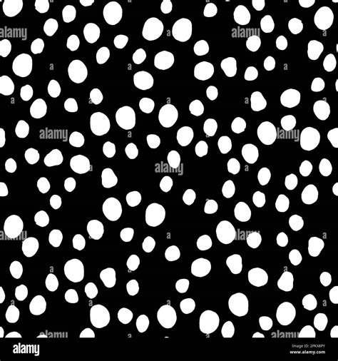 Seamless Neutral Polka Dots Pattern White Hand Drawn Circles Isolated On Black Background