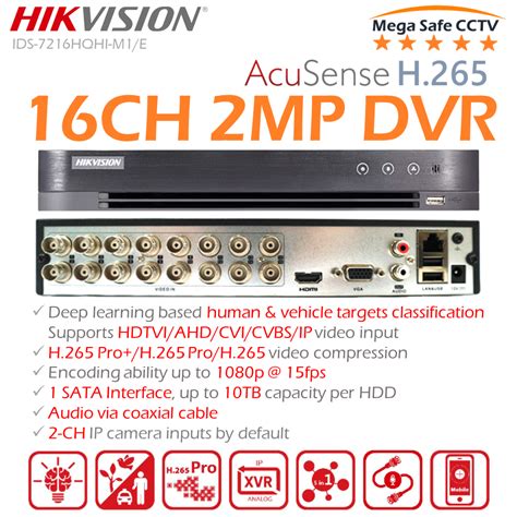 HikVision IDS 7216HQHI M1 E C 16 Channel 1080p 2MP 1U H 265 Acusense