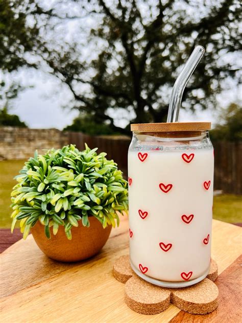 Mini Hearts Cup Hearts Glass Iced Coffee Glass Boho Glass Etsy