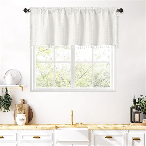 Mitovilla Boho Farmhouse Kitchen Valances For Windows Ivory French Country Valance