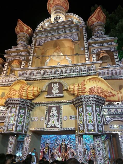 Pandal Durga Puja Patna Bihar India Poster Background Design Black