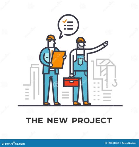 Builders Discuss Future Construction Stock Vector - Illustration of