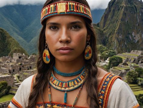 Premium Photo Portrait Inca Woman In Machu Picchu View General Shot