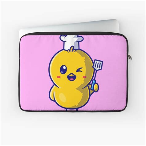 Funda Para Port Til Lindo Pollito Chef Sosteniendo Esp Tula Dibujos