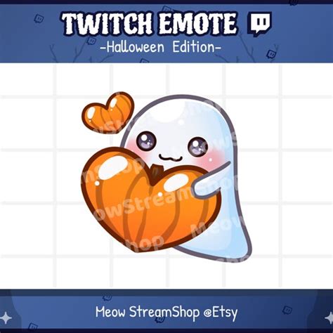 Twitch Emote Cute Ghost Heart Love Pumpkin Heart Emote Etsy