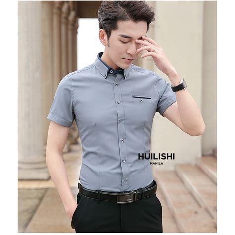 Huilishi High Quality Korean Fashion Short Sleeve Mens Shirt Shopee