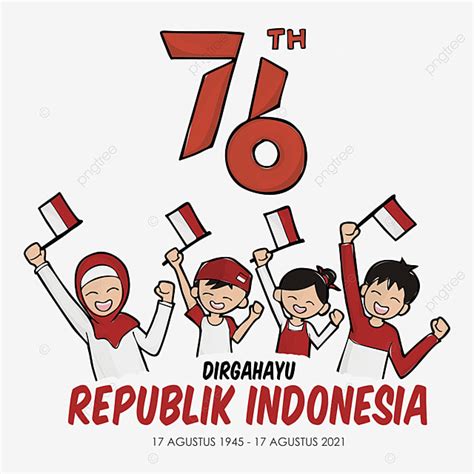 Dirgahayu Republik Indonesia Alias Hari Kemerdekaan Republik Dengan Keluarga Bahagia Dan Bendera