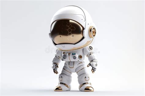 Astronaut In Space Suit And Helmet On White Background 3d Render Style