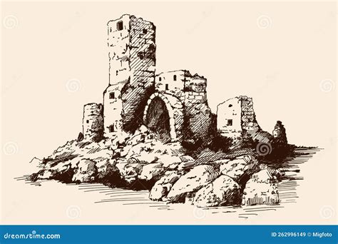 Medieval stone castle stock vector. Illustration of medieval - 262996149