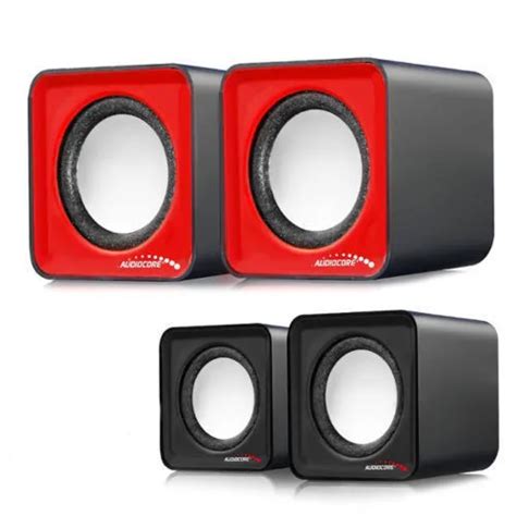 HAUT PARLEURS D ORDINATEUR PC Enceinte 6W USB Rouge Ou Noire Audiocore