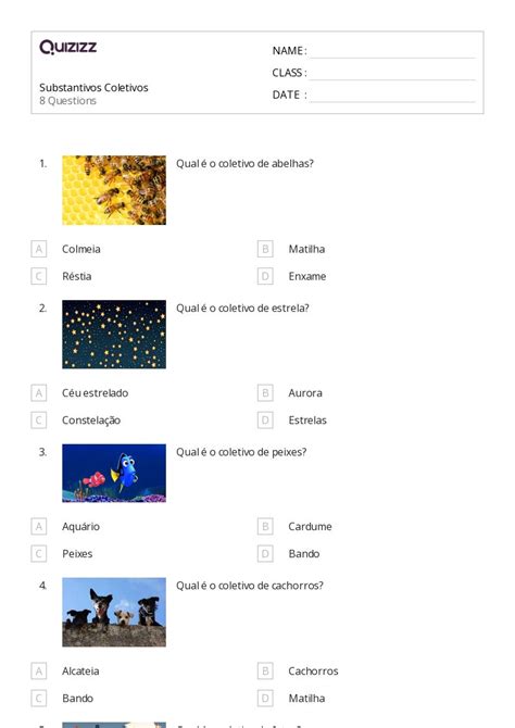 Substantivos Imprim Vel S Rie Planilhas Quizizz