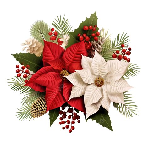 Vinheta Floral De Natal Poinsétia E Galhos De Pinheiro PNG Natal