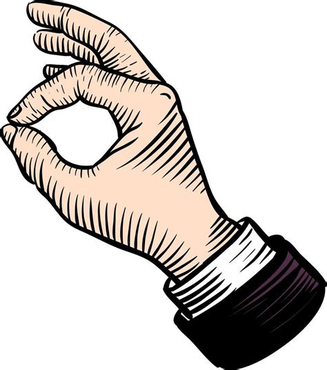 Okay Gesture Using Thumb And Index Finger Color Vector Illustration