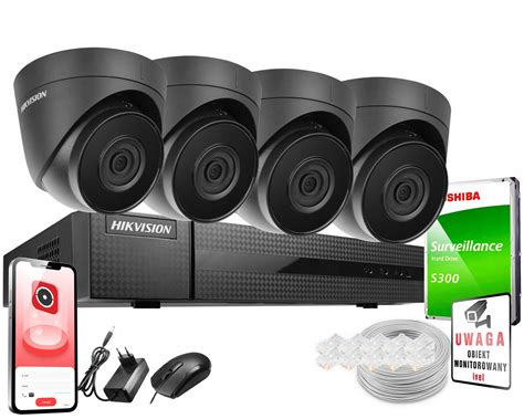 Zestaw Do Monitoringu Hikvision NVR 8CH POE IPCAM T4 BLACK X4 1TB