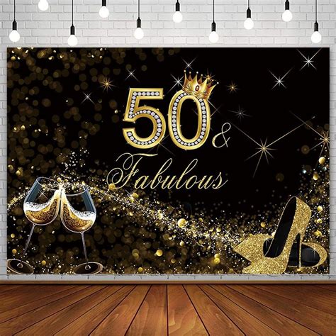 Amazon Sendy 7x5ft Black Gold Glitter Bokeh Happy 50th Birthday