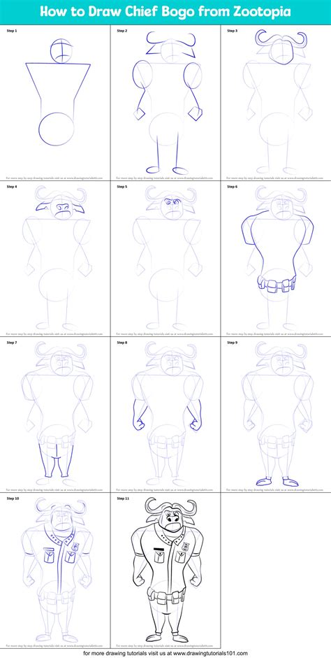 How To Draw Chief Bogo From Zootopia Zootopia Step By Step