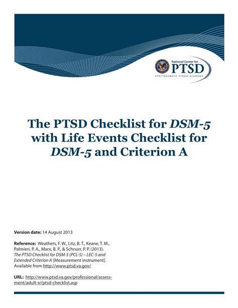 Pdf The Ptsd Checklist For Dsm Pcl With Lec And