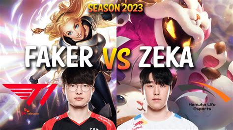 T1 Faker Vs Hle Zeka Faker Lux Vs Veigar Mid Kr Ranked Youtube