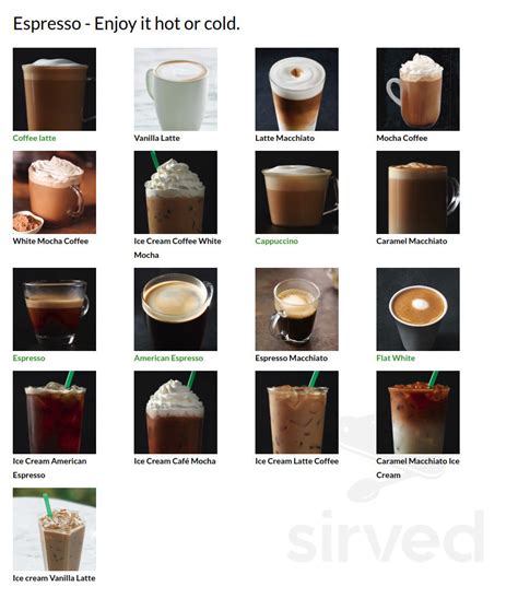 Starbucks menu in 21259 Mexicali, B.C., Mexico