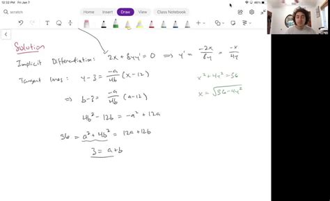 Solved Find Equations Of Both The Tangent Lines To The Ellipse X Y