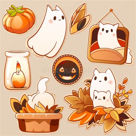 Ghosts Stickers Set Cartoon Style Stock Vector Illustration Of Phantom Drawing 227880666