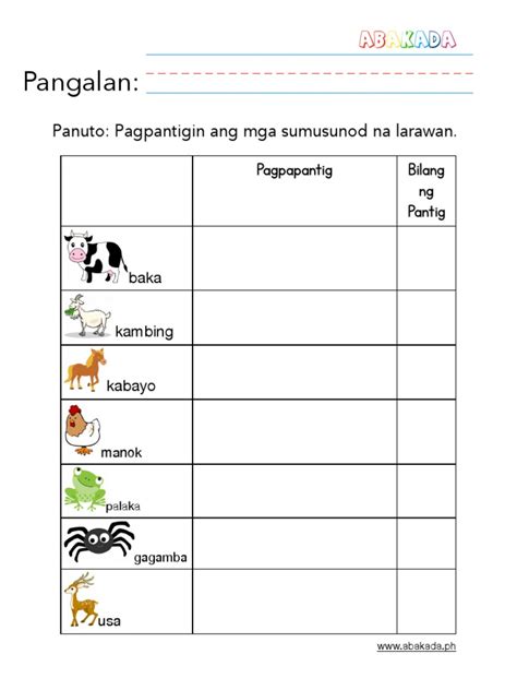 Pagpapantig Worksheet 1 Pdf