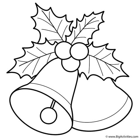 Bells with Mistletoe - Coloring Page (Christmas)