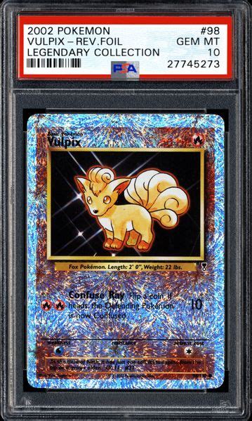 2002 Nintendo Pokemon Legendary Collection Vulpix Reverse Foil Psa