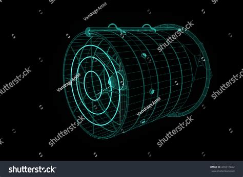 Rotation Fan Turbine Hologram Wireframe Style Stock Illustration