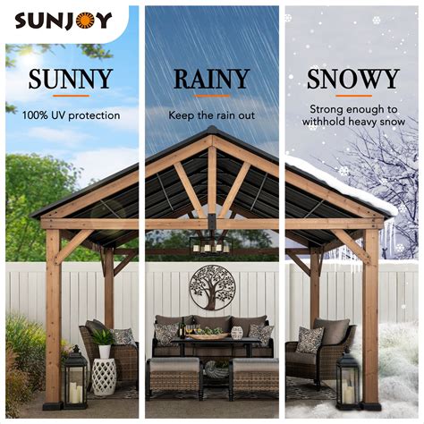 Sunjoy Wooden Hardtop 11x13 Gazebo For Sale Pavilion For Outdoor Patio Golden Bull Marketing