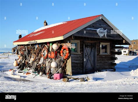 Alaska, Homer, fishing house, beach, winter Stock Photo - Alamy