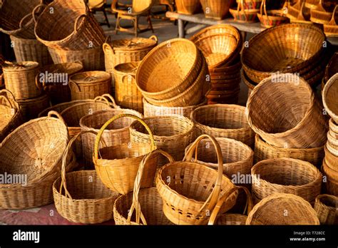 Bamboo Basket Hand Craft In Thailand Stock Photo Alamy