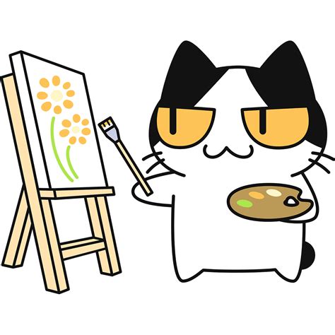 絵を描く猫 無料イラスト＆かわいいフリー素材集 ねこ画伯コハクちゃん