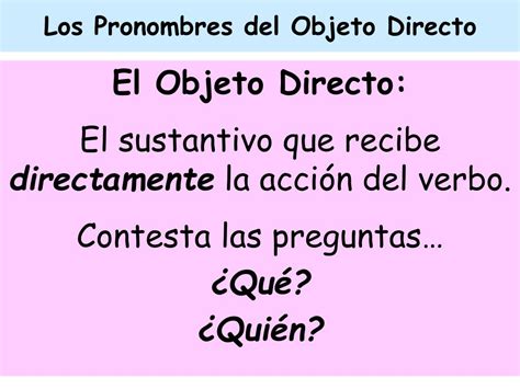 PPT Los Pronombres Del Objeto Directo PowerPoint Presentation Free