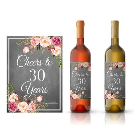 30th Birthday Wine Label Cheers To 30 Years Birthday Wine Etsy