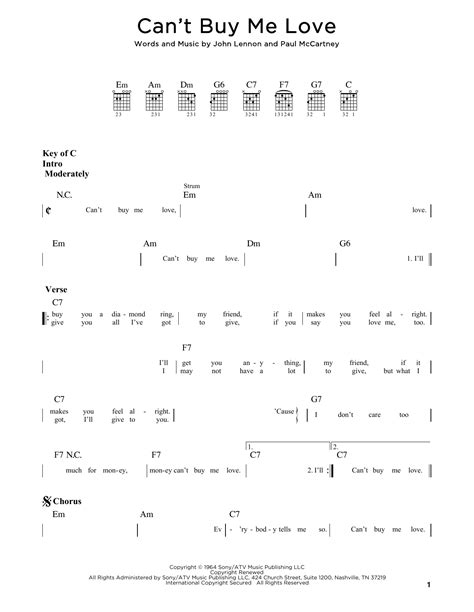 Can T Buy Me Love By The Beatles Sheet Music For Guitar Rhythm Tab At