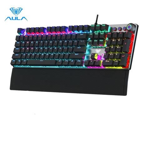 Aula F True Mechanical Gaming Wired Keyboard Wrist Rest Multimedia